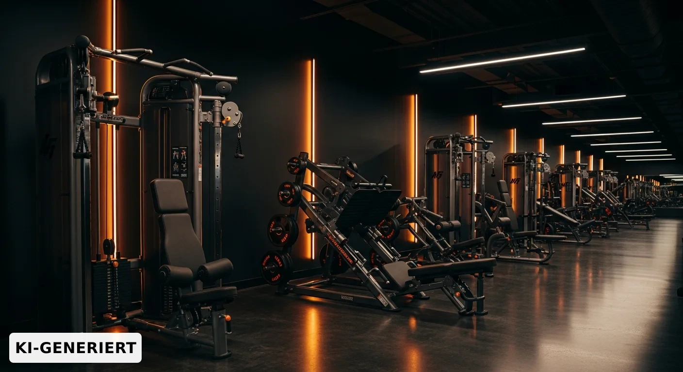 Trainingsfläche im Moderncoach Gym Hauzenberg mit Geräten und Hanteln