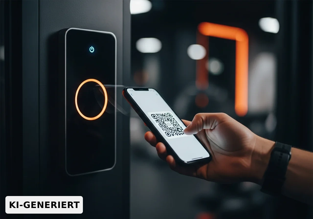 Hand scannt einen QR-Code an einem Trainingsgerät